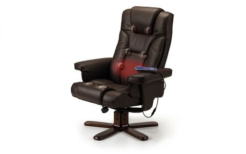 Massage Recliner & Stool Brown