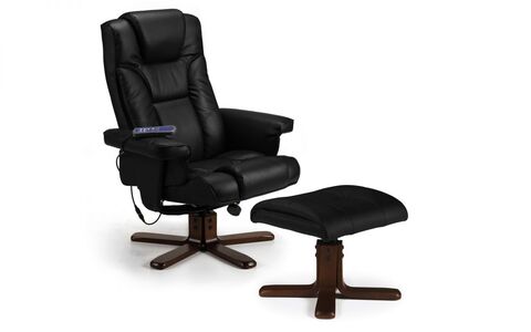 MAL006 Massage Recliner & Stool Black