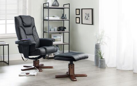 Massage Recliner & Stool Black