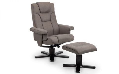 Swivel Recliner & Stool - Grey