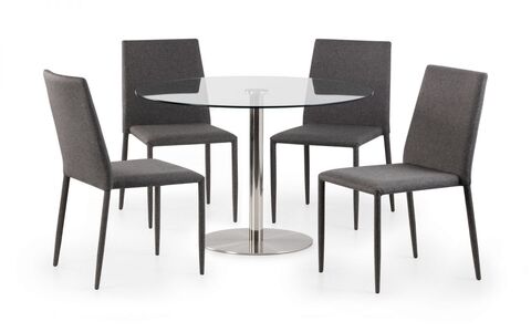 Round Glass Brushed Steel Pedestal Table