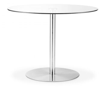 MIL001 Round Glass Brushed Steel Pedestal Table
