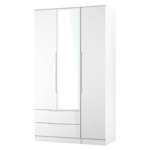 MIL142 Tall 2 Drawer Tiple Mirror Wardrobe
