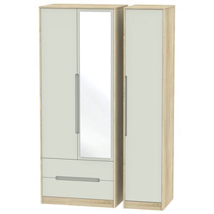 MON142 Tall Triple 2 Drawer Mirror Robe