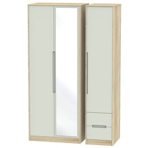 MON167 Tall Triple Mirror + Drawer Robe