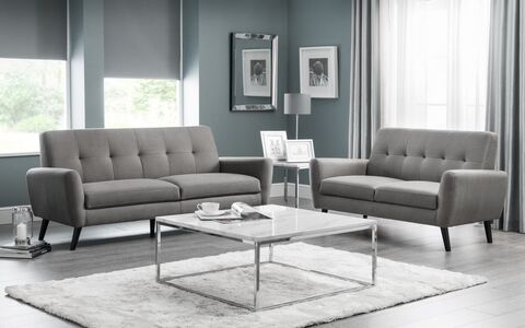 2 Seater Compact Retro Sofa - Grey