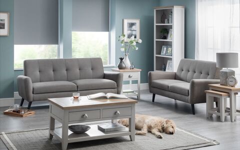 3 Seater Compact Retro Sofa - Grey