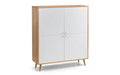 MOR001 4 Door Cabinet - Oak & White