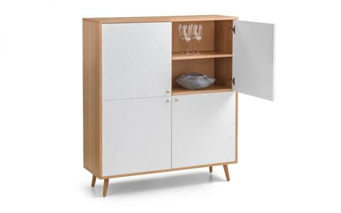 4 Door Cabinet - Oak & White