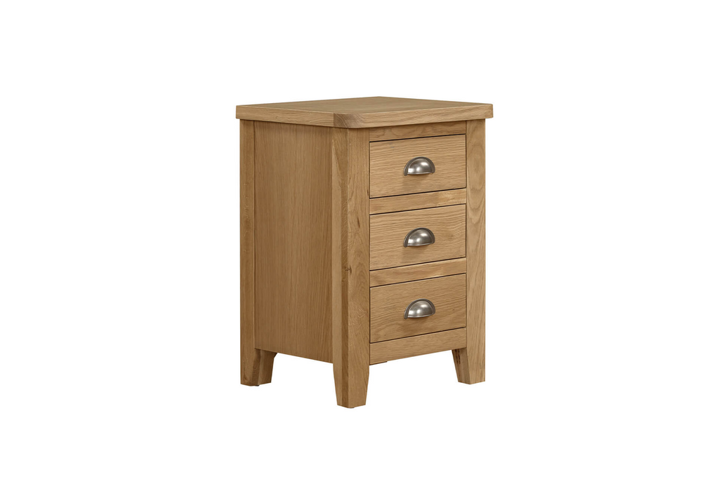 Mar-410-NL Bedside Table 3 Drawer - Natural Oak