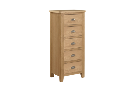 Mar-411-NL Narrow Chest 5 Drawer - Natural Oak