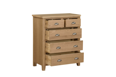Tall Chest 5 Drawer - Natural Oak