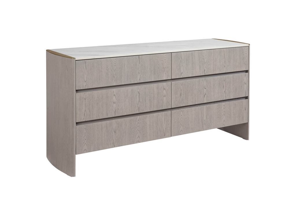 Mdo-413-GE Dressing Chest 6 Drawer - Washed Oak