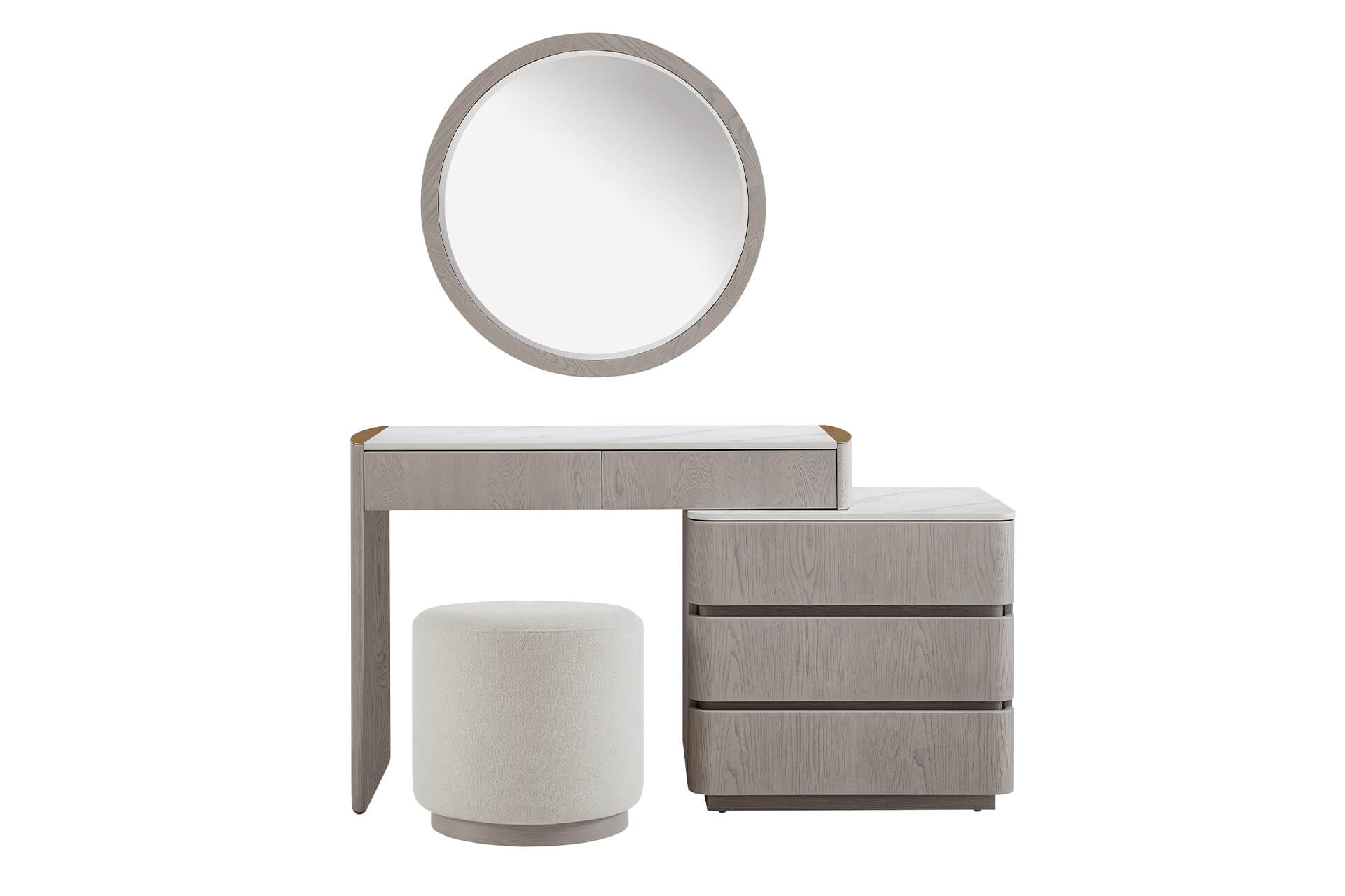 Mdo-416-GE Dressing Table with Chest 5 Drawer - Washed Oak