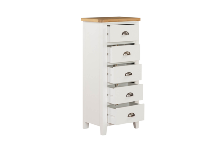Narrow Chest 5 Drawer - Cashmere