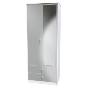 PAD082 2ft6in Tall 2 Drawer Mirror Robe