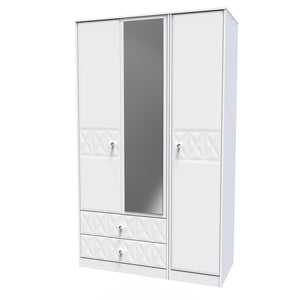 142 Tall Triple 2 Drawer Mirror Robe