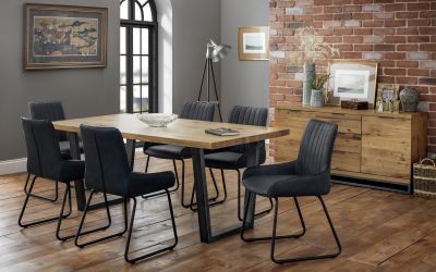 Dining Chair - Antique Black Faux Leather & Thin Frame