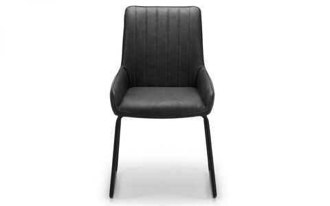 SOH001 Dining Chair - Antique Black Faux Leather & Thin Frame