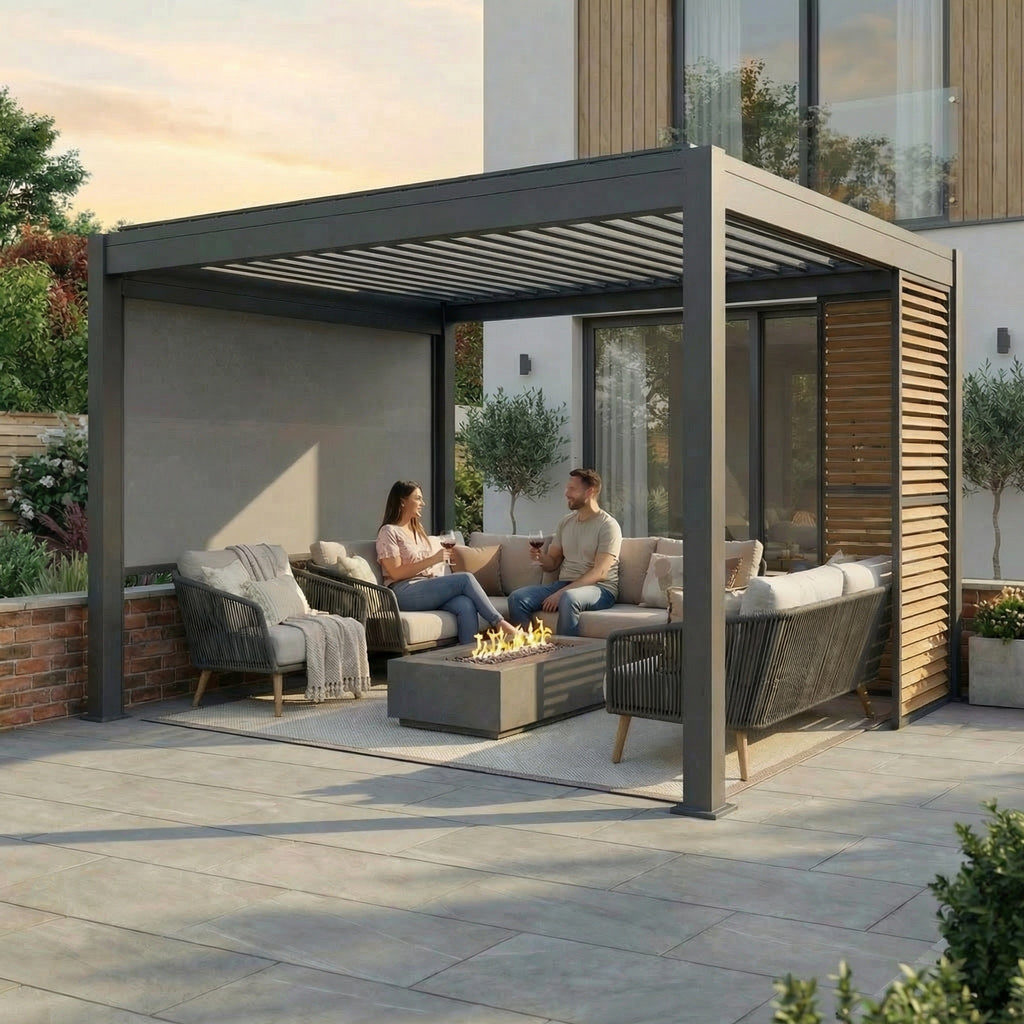 Saturn Aluminium Pergola 4m x 5m Grey 4 Leg
