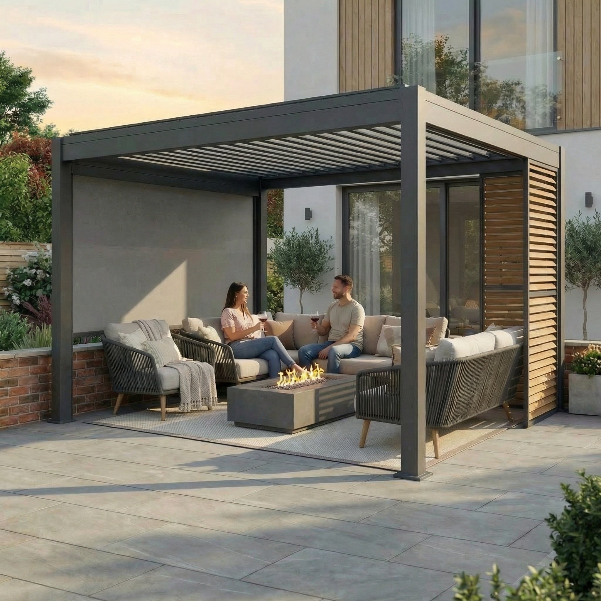 Saturn Aluminium Pergola 4m x 5m Grey 4 Leg
