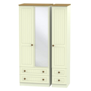 WAR162 Triple 2 Drawer Mirror + Drawer Robe