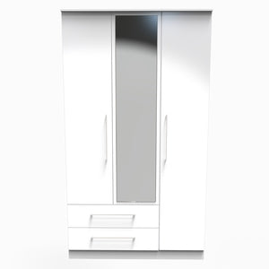 Tall Triple 2 Drawer Mirror Robe