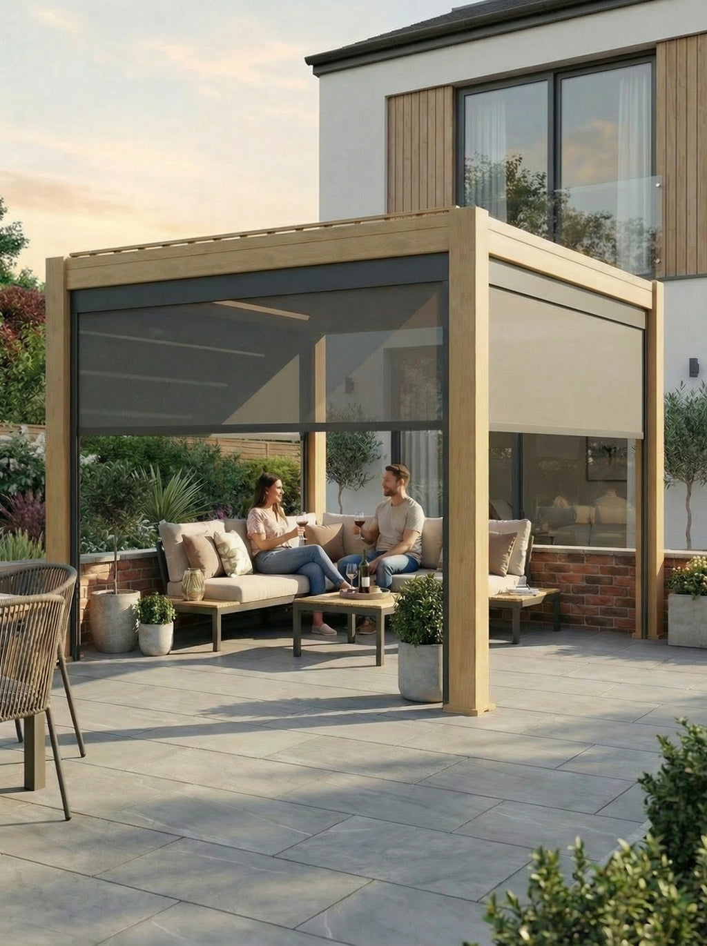 Wood Effect Aluminium Pergola