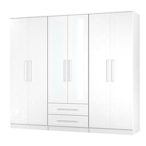 YOR192 Tall 6 Door 2 Drawer Centre Mirror Robe
