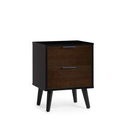 ALB011 2 Drawer Bedside - Soft Close - Walnut/Black