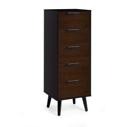 5 Drawer Chest - Soft Close - Walnut/Black