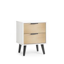 2 Drawer Bedside - Soft Close - White/Oak