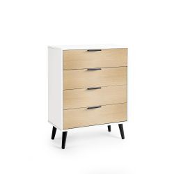 4 Drawer Chest - Soft Close - White/Oak