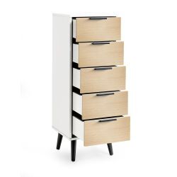 5 Drawer Chest - Soft Close - White/Oak