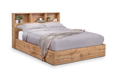 5Ft Ottoman Bed With Gas Lift Up System - Light Oak