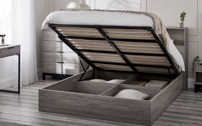 3Ft Ottoman Bed With Gas Lift Up System - Grey Oak