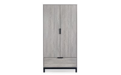 2 Door 1 Drawer Wardrobe- Grey Oak