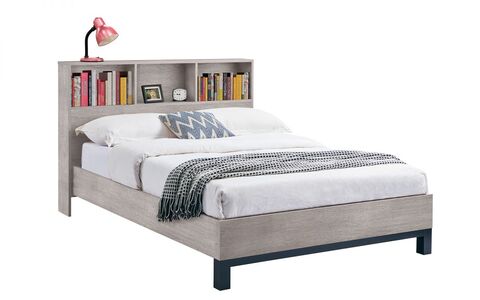 BAL107 Bookcase Headboard Bed 90Cm - Grey Oak