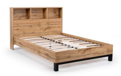 Bookcase Headboard Bed 150Cm - Light Oak