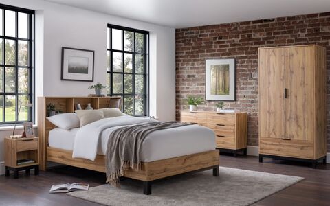 Bookcase Headboard Bed 90Cm - Light Oak