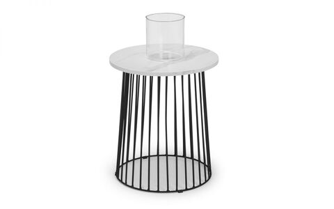 BRO202 Round Lamp Table - White Marble