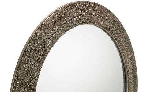 Large Round Pewter Wall Mirror