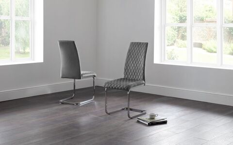 CAL201 Velvet Cantilever Dining Chair - Grey