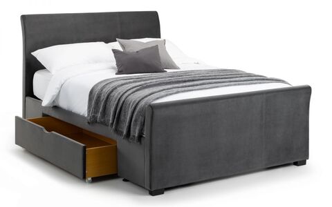 CAP105 Bed With Drawers Dark Grey Velvet 180Cm