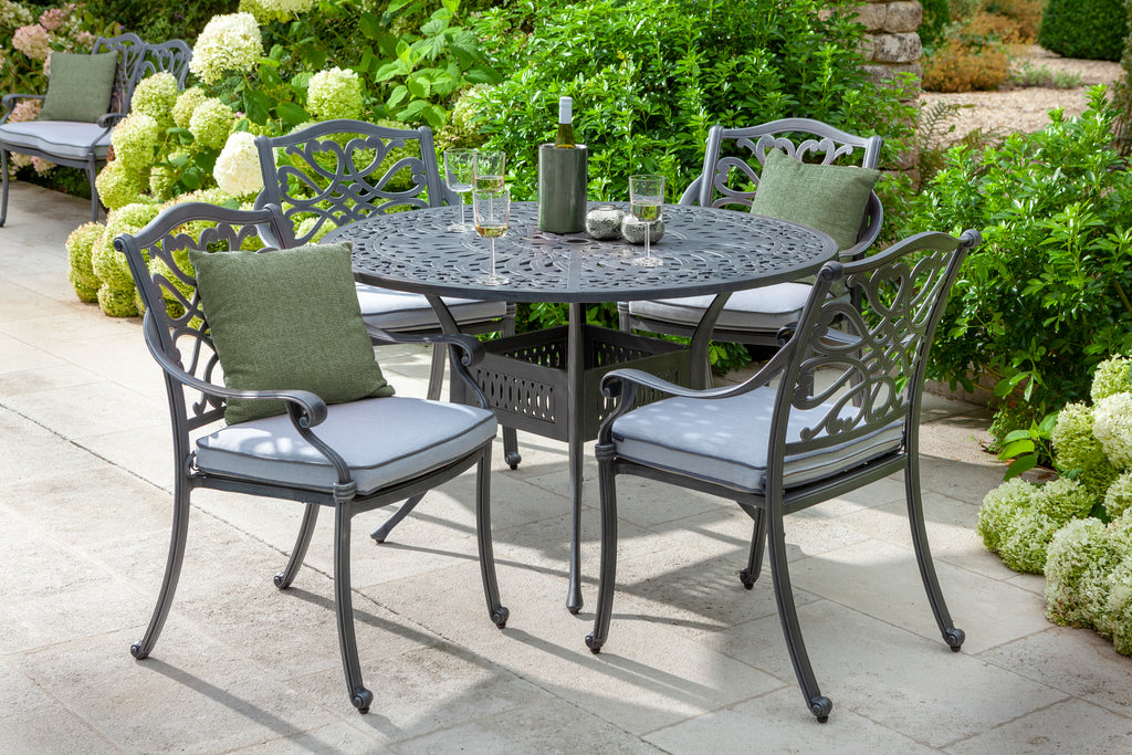 Hartman Capri 4 Seat Round Dining Set in Antique Grey / Platinum