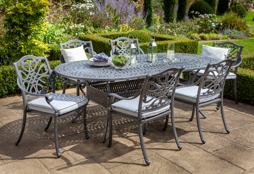 Hartman Capri 6 Seat Oval Dining Set in Antique Grey / Platinum