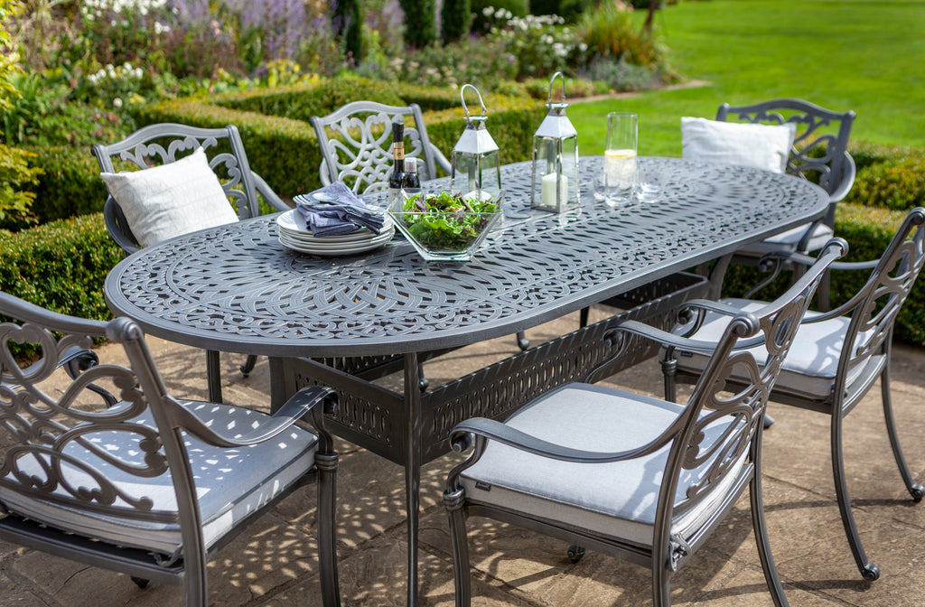 Hartman Capri 6 Seat Oval Dining Set in Antique Grey / Platinum