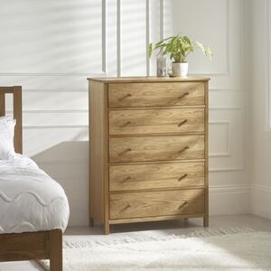 5 Drawer Wide Chest - Oak