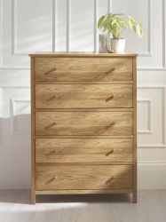 COX304 5 Drawer Wide Chest - Oak