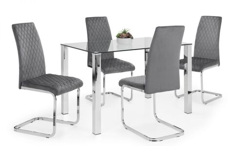Velvet Cantilever Dining Chair - Grey